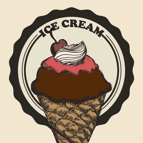 Chocolate ice cream vintage cards vectors set 12