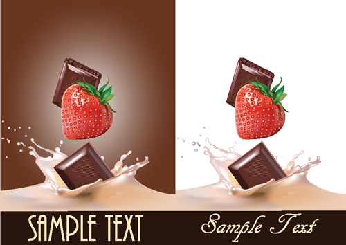 Chocolate with strawberry shiny vector 03