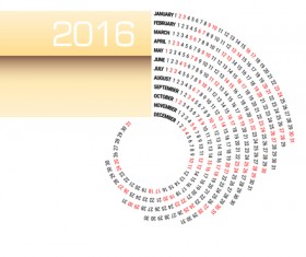 Circular Calendar 2016 abstract vector