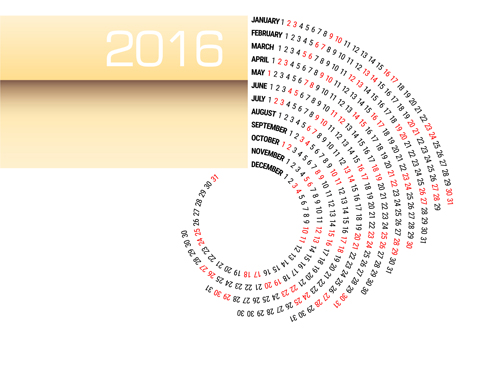 Circular Calendar 2016 abstract vector
