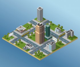 City buildings flat template vector 01