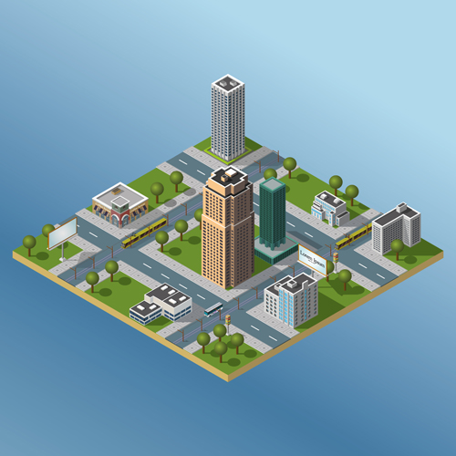 City buildings flat template vector 01