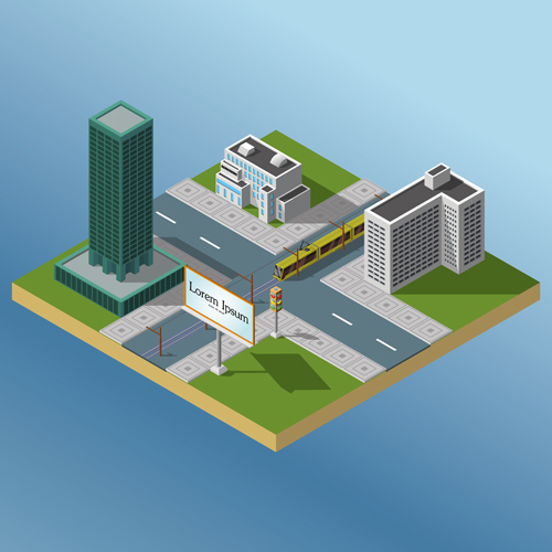 City buildings flat template vector 03