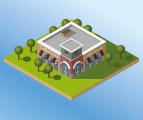 City buildings flat template vector 04