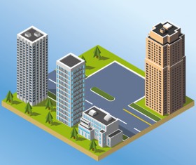 City buildings flat template vector 05
