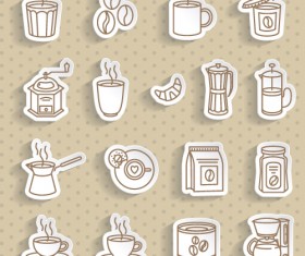 Coffee stickers vector set