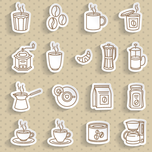 Coffee stickers vector set