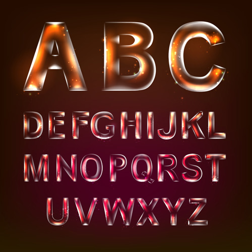 Colored Transparent alphabets vector 01