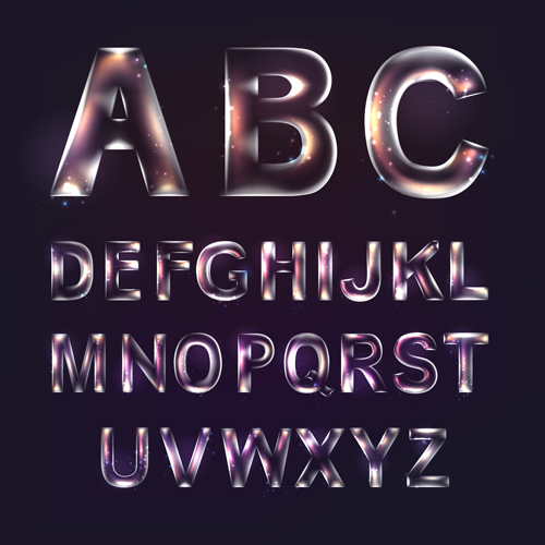 Colored Transparent alphabets vector 02