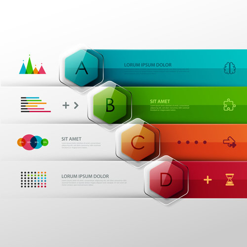 Colored banner infographics elements vector 02