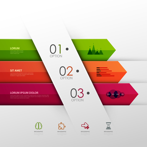 Colored banner infographics elements vector 03