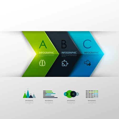 Colored banner infographics elements vector 05