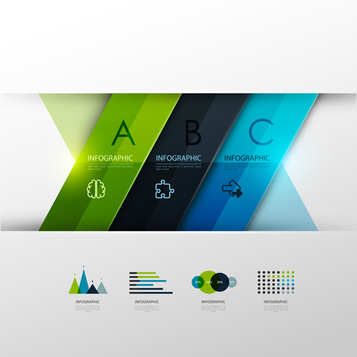 Colored banner infographics elements vector 06