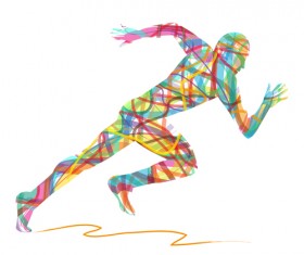 Colored ribbon running man vector