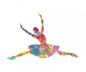 Colorful paint with girl dancing vector 02