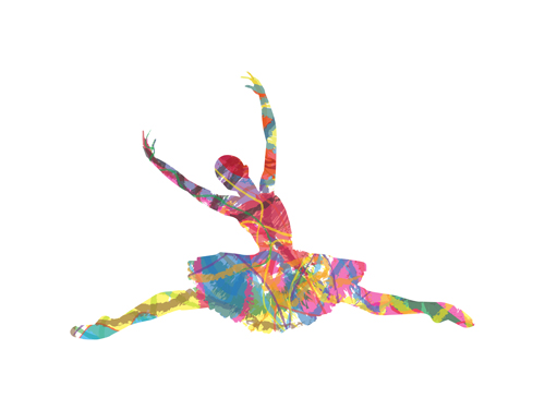 Colorful paint with girl dancing vector 02