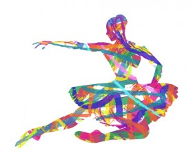 Colorful paint with girl dancing vector 03