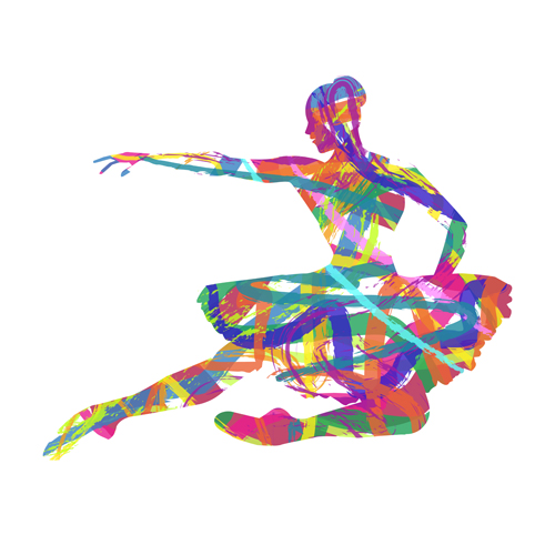 Colorful paint with girl dancing vector 03 - Vector People free download