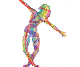 Colorful paint with girl dancing vector 04