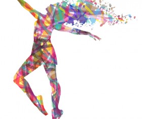 Colorful paint with girl dancing vector 05