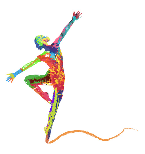 Colorful paint with girl dancing vector 06