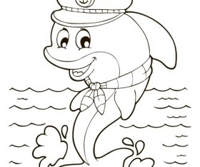 Coloring picture sea world vector template 06