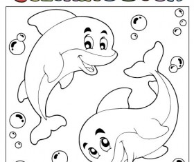 Coloring picture sea world vector template 09