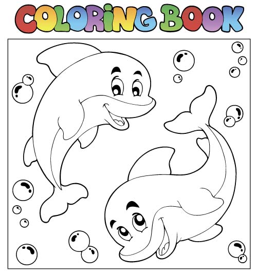 Coloring picture sea world vector template 09