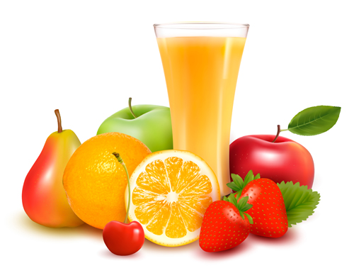 Cup drink with fruits vector