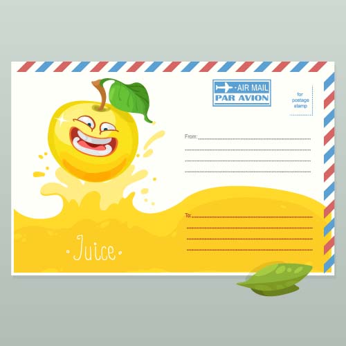 Cute apple envelope vector