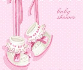 Cute pink baby shower card vector