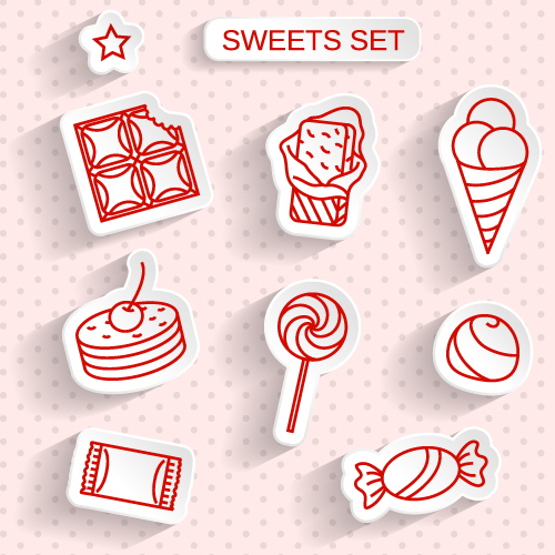 Cute sweet stickers vector