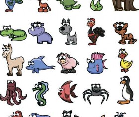 Cute wild animal cartoon style vector 01