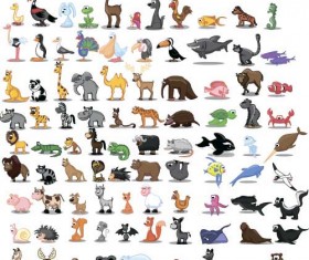 Cute wild animal cartoon style vector 04