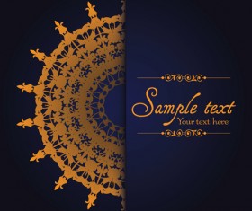 Dark blue ornate background with golden decorative vector 01