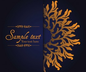 Dark blue ornate background with golden decorative vector 02