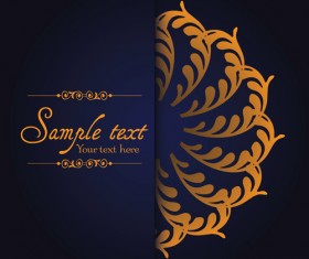 Dark blue ornate background with golden decorative vector 03