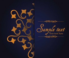 Dark blue ornate background with golden decorative vector 04
