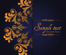 Dark blue ornate background with golden decorative vector 05