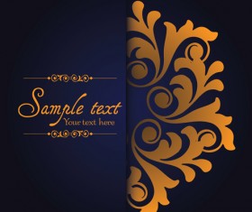Dark blue ornate background with golden decorative vector 06