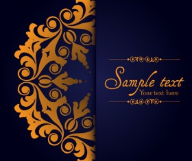 Dark blue ornate background with golden decorative vector 07