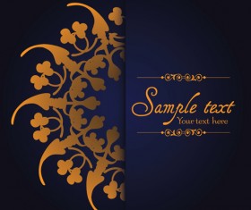 Dark blue ornate background with golden decorative vector 08