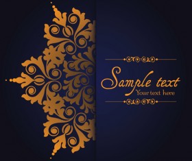 Dark blue ornate background with golden decorative vector 09