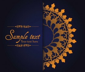 Dark blue ornate background with golden decorative vector 10