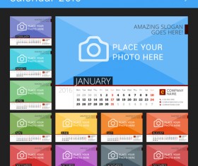 Desk calendar 2016 with your photo vector 01