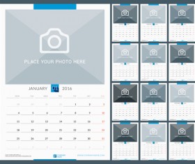 Desk calendar 2016 with your photo vector 03