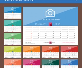 Desk calendar 2016 with your photo vector 05