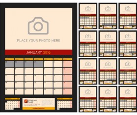 Desk calendar 2016 with your photo vector 06