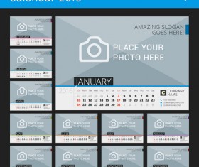 Desk calendar 2016 with your photo vector 07