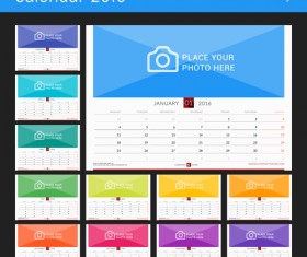 Desk calendar 2016 with your photo vector 08